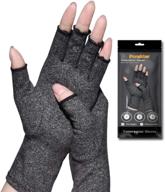 🧤 premium compression arthritis gloves, new material for arthritis pain relief in rheumatoid osteoarthritis and carpal tunnel, fingerless gloves with dark gray color (size l) логотип