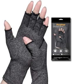 img 4 attached to 🧤 Premium Compression Arthritis Gloves, New Material for Arthritis Pain Relief in Rheumatoid Osteoarthritis and Carpal Tunnel, Fingerless Gloves with Dark Gray Color (Size L)