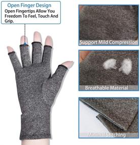 img 1 attached to 🧤 Premium Compression Arthritis Gloves, New Material for Arthritis Pain Relief in Rheumatoid Osteoarthritis and Carpal Tunnel, Fingerless Gloves with Dark Gray Color (Size L)