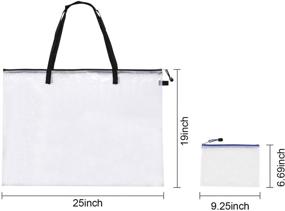 img 3 attached to 🎨 Apipi 4-Piece Art Portfolio Bags - 2 Waterproof Art Supply Storage Bags with Zipper and Handle, Mesh PVC Organizer Pocket, and 2 Pencil Bags for Artworks, Large Posters, and Painting Materials (19"x25")