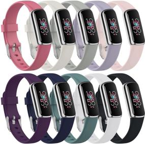 img 4 attached to Sunnyson 8 Pack Bands for Fitbit Luxe - Adjustable Silicone Sport Wristbands Straps for Men and Women (Large Size)
