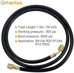 img 3 attached to 🌡️ gohantee R410A AC Refrigerant Charging Hoses - 59“ HVAC Charging Hose with 1/4’’ SAE Female Flare - 800PSI Working Pressure - R410A R22 R134A R12 R502 Air Condition System Maintenance