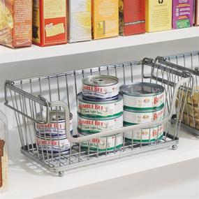 img 2 attached to 📦 mDesign Modern Farmhouse Metal Wire Stackable Storage Organizer Bin Basket with Handles for Kitchen Cabinets, Pantry, Closets, Bathrooms - 12.4'' Wide, 2 Pack - Chrome