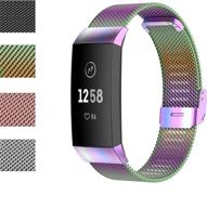 📿 easy-fit metal strap: stylish replacement wristbands for fitbit charge 3/4 (small, multicolored) logo