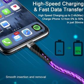 img 2 attached to 🔌 Oliomp Purple LED Lightning Cable - Apple MFi Certified Fast Charger for iPhone 13/12/11 Pro Max and More - 6ft Cord Length