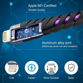 img 1 attached to 🔌 Oliomp Purple LED Lightning Cable - Apple MFi Certified Fast Charger for iPhone 13/12/11 Pro Max and More - 6ft Cord Length