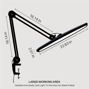 img 2 attached to 💡 Bemelux Task Lamp 117PCS LEDs, Metal Swivel Arm 24W 2200 Lumen Dimmable LED Desk Lamp for Architect Table Office Craft, 23" Lamp Head Work Lamp - Black