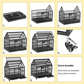 img 1 attached to 🐶 Premium Metal Dog Crate Kennel with Four Wheels and Roof – Heavy Duty, Easy to Assemble (38 INCH ROOF, Black) for Large Dogs