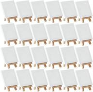 🎨 meeden mini canvas and easel set: 24 pack of small stretched canvases with beech wood easels - perfect for acrylic and oil paintings logo