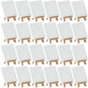 img 4 attached to 🎨 MEEDEN Mini Canvas and Easel Set: 24 Pack of Small Stretched Canvases with Beech Wood Easels - Perfect for Acrylic and Oil Paintings