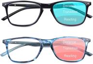 2 pack multifocus blue light blocking reading glasses for women and men with spring hinge - progressive readers logo