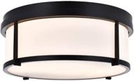 🔦 sottae 2-light flush mount ceiling light fixture - black frame, white glass drum shade - ideal for closet, kitchen, bathroom, foyer, stairs, laundry, and bedroom логотип