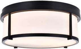 img 4 attached to 🔦 SOTTAE 2-Light Flush Mount Ceiling Light Fixture - Black Frame, White Glass Drum Shade - Ideal for Closet, Kitchen, Bathroom, Foyer, Stairs, Laundry, and Bedroom