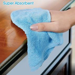 img 2 attached to 🧽 9-Pack Kitchen Cleaning Sponge Cloth Dish Towels - Lint-Free Dishcloths, Super Absorbent Dishtowels, Reusable Cloth for Kitchen, Home, Car - Dish Rags, Scrub Hand Towel, Drying Fast - Blue