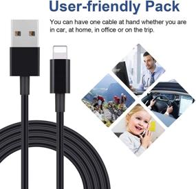 img 1 attached to 📱 High Quality 10ft iPhone Charger Cord 3 Pack with Black Finish - Compatible with iPhone 12, 11, 11 Pro, XS MAX, XR, X, 8