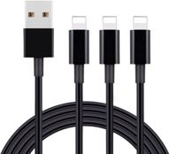 📱 high quality 10ft iphone charger cord 3 pack with black finish - compatible with iphone 12, 11, 11 pro, xs max, xr, x, 8 logo