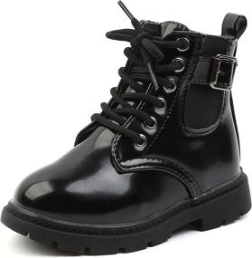 img 4 attached to Komfyea Toddler Boots: Zipper Combat Boys' Shoes - Perfect Footwear for Style and Comfort