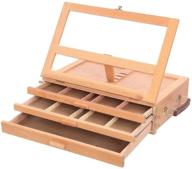 crazyworld tabletop art easel: portable beech stand with adjustable sketchbox and 3 layer drawer logo