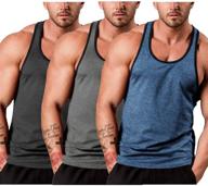 💪 coofandy men's 3 pack gym tank tops - y-back workout muscle tee, sleeveless fitness bodybuilding t shirts логотип