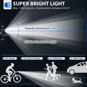 img 1 attached to 🚲 TESECU LED Bike Light USB Rear Bicycle Light 1300 Lumen 5000mAh Rechargeable Bike Tail Light and Front Light Set: Bright Cycle Headlight for All Mountain & Road Bikes, Waterproof