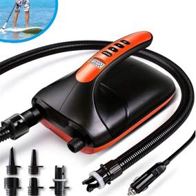 img 4 attached to High Pressure Dual Stage Electric Air Pump for Inflatable Stand Up Paddle Boards, Boats, Kayak - 20 PSI, 12V DC Car Connector