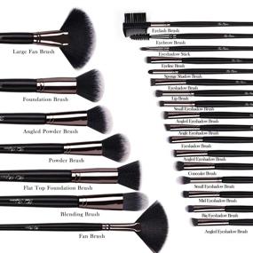 img 3 attached to 👝 24pcs Makeup Brush Set Kit with Bag - Kabuki Foundation Blending Brush, Face Powder, Blush, Concealers, Eye Shadows - Professional Makeup Brushes for Flawless Look