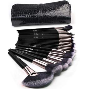 img 4 attached to 👝 24pcs Makeup Brush Set Kit with Bag - Kabuki Foundation Blending Brush, Face Powder, Blush, Concealers, Eye Shadows - Professional Makeup Brushes for Flawless Look