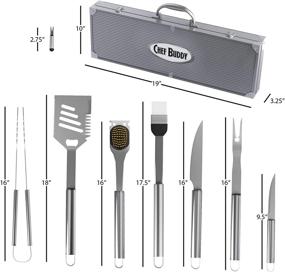 img 3 attached to 🍖 Chef Buddy's 19-Piece Stainless Steel BBQ Grilling Tool Kit: Ultimate Summer Barbecue Grill Utensil Set with Carrying Case