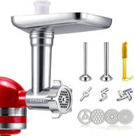 metal food grinder attachments for kitchenaid stand mixers: meat grinder, sausage stuffer with two tubes - durable, perfect attachment in silver logo