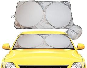 img 4 attached to 🌞 Kinder Fluff Car Windshield Sun Shade: Maximum UV Protection & Interior Cooling Solution, with Storage Pouch - Certified Foldable Shade!