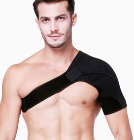 img 4 attached to Adjustable Neoprene Left Shoulder Brace for Women and Men: Stabilize, Support, and Prevent Injuries including Torn Rotator Cuff, Dislocated AC Joint, Labrum Tear, Frozen Pain, and Tendinitis