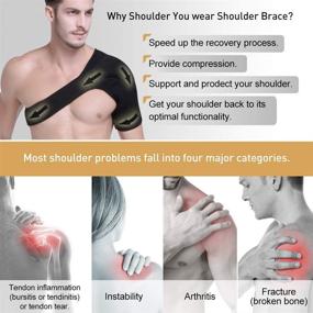 img 2 attached to Adjustable Neoprene Left Shoulder Brace for Women and Men: Stabilize, Support, and Prevent Injuries including Torn Rotator Cuff, Dislocated AC Joint, Labrum Tear, Frozen Pain, and Tendinitis