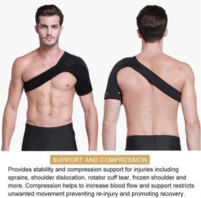 img 3 attached to Adjustable Neoprene Left Shoulder Brace for Women and Men: Stabilize, Support, and Prevent Injuries including Torn Rotator Cuff, Dislocated AC Joint, Labrum Tear, Frozen Pain, and Tendinitis