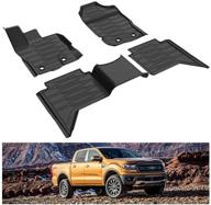 🔥 premium all-weather floor mats for 2019-2021 ford ranger supercrew cab by kiwi master: front & rear tpe slush liners, 2 row seat protection - black kb3z-2613300-aa logo