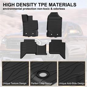 img 2 attached to 🔥 Premium All-Weather Floor Mats for 2019-2021 Ford Ranger SuperCrew Cab by KIWI MASTER: Front & Rear TPE Slush Liners, 2 Row Seat Protection - Black KB3Z-2613300-AA