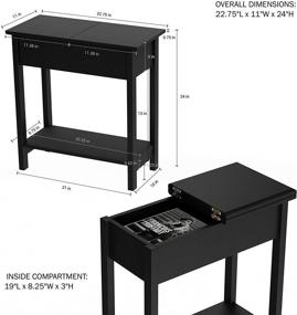 img 2 attached to 🏠 Home Lavish Flip Top End Table with Hidden Hinged Storage Compartment and Lower Shelf - Slim Side Console for Living Room, Hallway, or Entryway