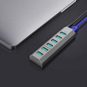 img 1 attached to 💪 Powerful USB 3.0 Hub Splitter with Fast Charging Capability - Aiibe 6 Ports Super High-Speed USB Hub for Laptop, Mac, PC, Mobile HDD, Multiple Devices