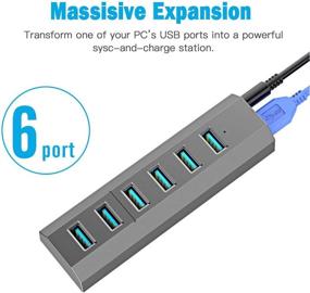 img 3 attached to 💪 Powerful USB 3.0 Hub Splitter with Fast Charging Capability - Aiibe 6 Ports Super High-Speed USB Hub for Laptop, Mac, PC, Mobile HDD, Multiple Devices