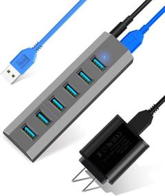 img 4 attached to 💪 Powerful USB 3.0 Hub Splitter with Fast Charging Capability - Aiibe 6 Ports Super High-Speed USB Hub for Laptop, Mac, PC, Mobile HDD, Multiple Devices