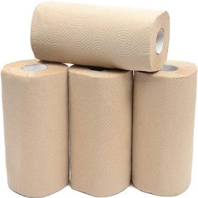 img 4 attached to Bamboo Paper Hand Towels for Kitchen and Cleaning - Disposable (4 Rolls, 110 Sheets/Roll)