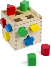 img 4 attached to 🧩 Melissa & Doug Shape Sorting Cube: Classic Wooden Toy With 12 Shapes for Enhanced Development