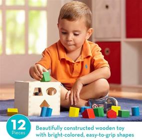 img 3 attached to 🧩 Melissa & Doug Shape Sorting Cube: Classic Wooden Toy With 12 Shapes for Enhanced Development