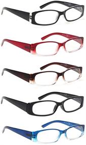 img 4 attached to 👓 Pack of 5 Rectangular Spring Hinge Reading Glasses with Fashionable Design, High-Quality Readers for both Men and Women