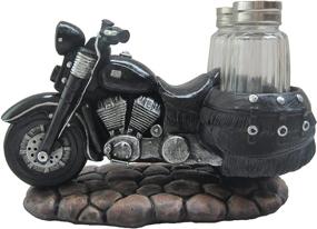 img 1 attached to 🏍️ DWK Vintage Black Motorcycle Figurine Spice Holder with Refillable Salt and Pepper Shakers - Stylish Home Table Decor and Unique Motorcycle Gift