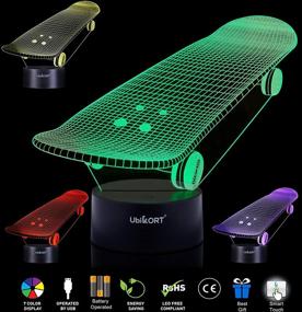 img 1 attached to 🛹 UBIKORT Skateboard 3D Illusion Night Lamp for Boys Girls and Adults – Ideal Birthday Gift for Sports Fans, Perfect for Night Light Bedroom Desk Decor – Great Present Idea [New Generation]