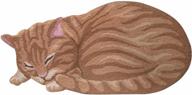 🐱 sleeping cat rug - cute hand-hooked animal shaped accent rug, orange tabby - perfect for earth-inspired décor logo