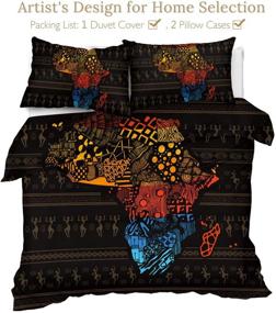 img 3 attached to 🌍 Sleepwish Ethnic African Bedding: Abstract Continent Map of Africa Geometric Duvet Cover Set (Queen) - Tribal Ancient Bedspreads