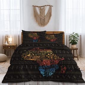 img 4 attached to 🌍 Sleepwish Ethnic African Bedding: Abstract Continent Map of Africa Geometric Duvet Cover Set (Queen) - Tribal Ancient Bedspreads