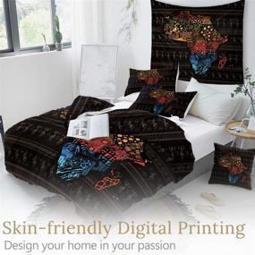 img 1 attached to 🌍 Sleepwish Ethnic African Bedding: Abstract Continent Map of Africa Geometric Duvet Cover Set (Queen) - Tribal Ancient Bedspreads