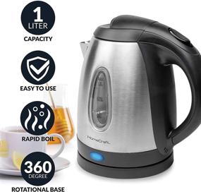 img 3 attached to 🔥 Efficient HomeCraft 1-Liter Brushed Stainless Steel Electric Water Kettle - 1500W, Boil-Dry Protection